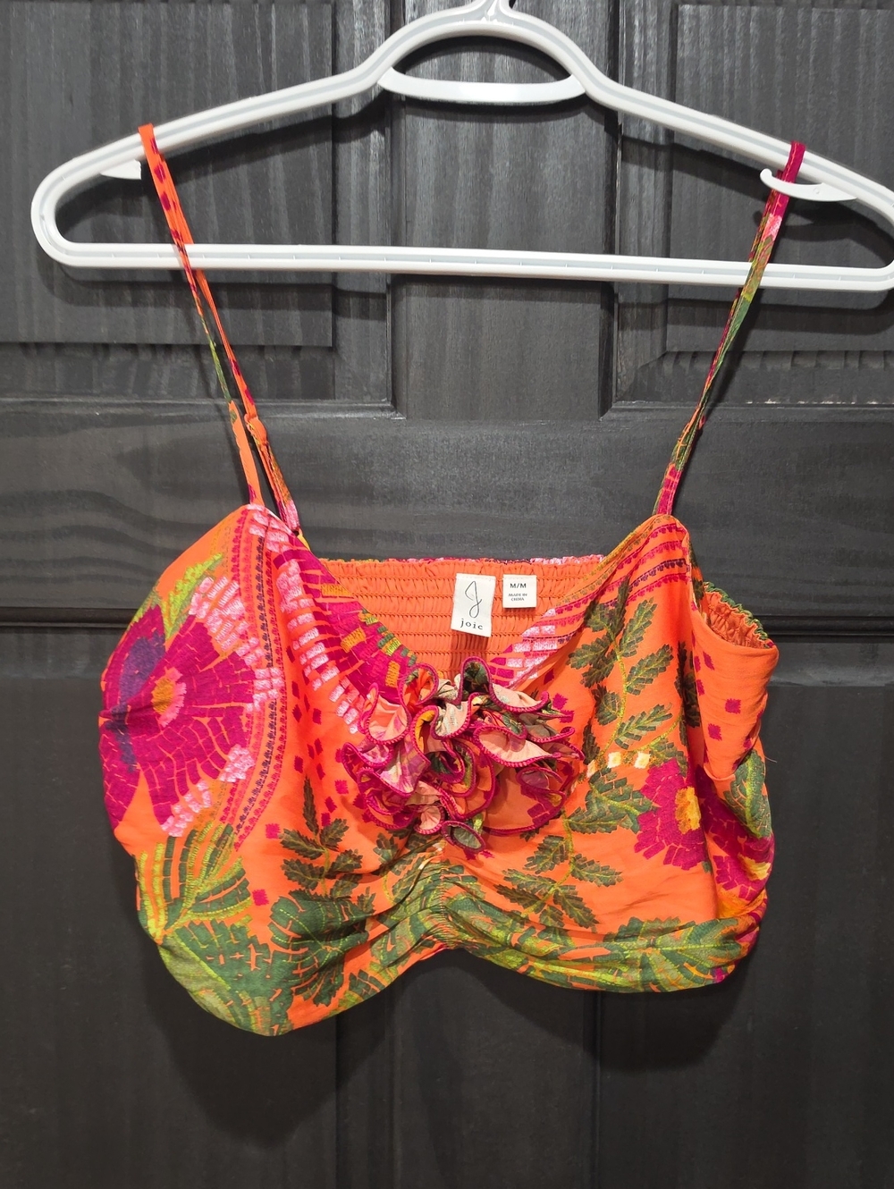 JOIE Vibrant Orange Floral Cropped Camisole